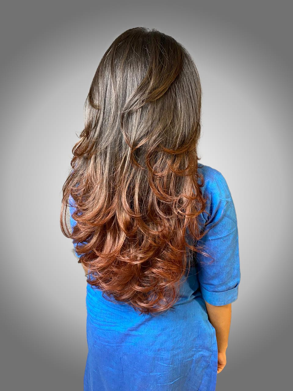 Copper Balayage Long Waves Back